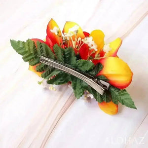 Orange cymbidium dream hawaiian flower hair clip