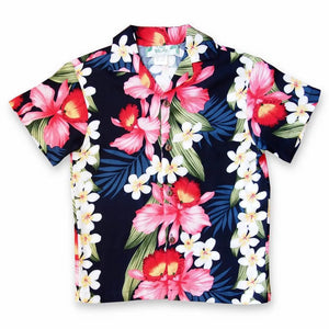 Orchid play blue hawaiian boy shirt