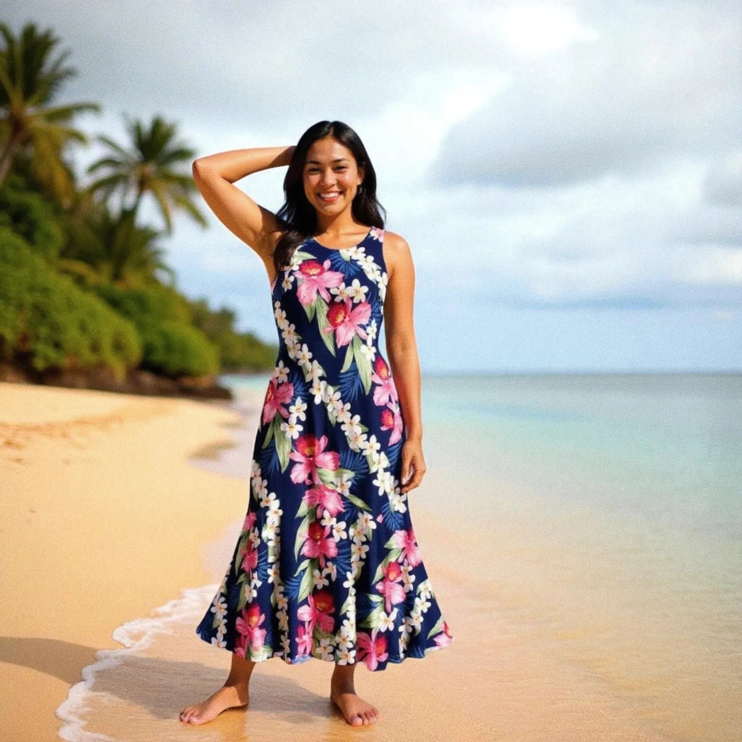 Orchid play blue hawaiian lehua dress - alohaz