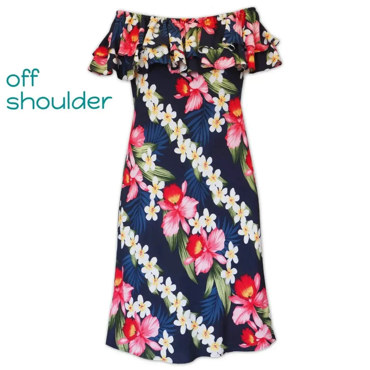 Orchid play blue hawaiian rainbow short dress - alohaz