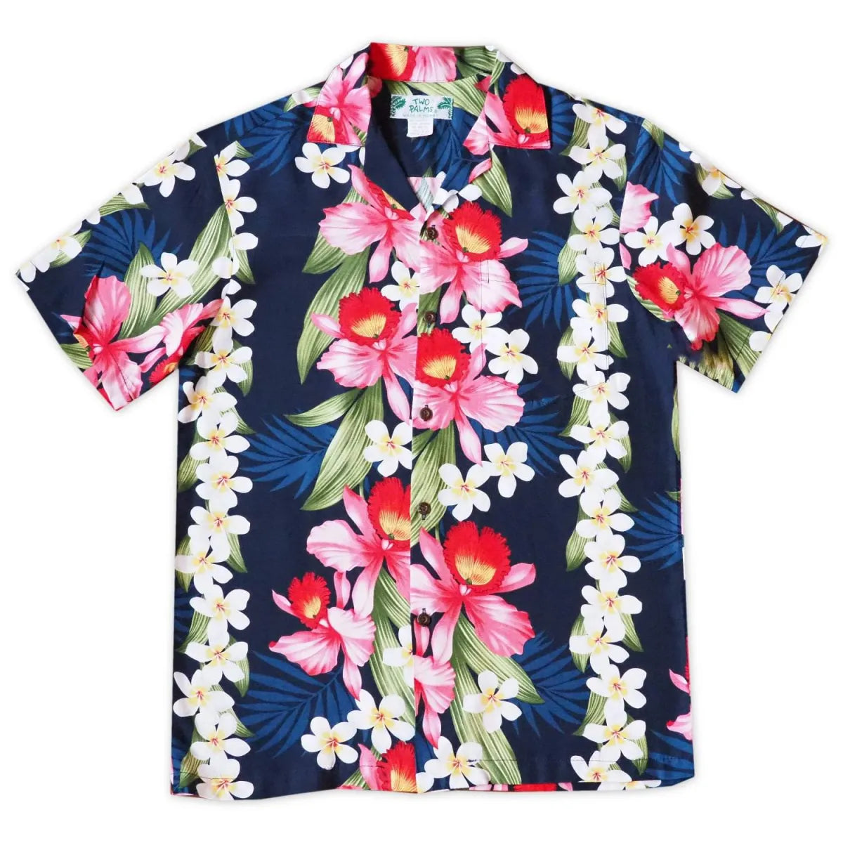 Orchid play navy hawaiian rayon shirt