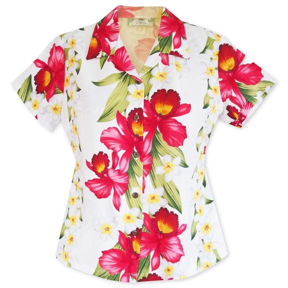 Orchid play white hawaiian lady blouse - alohaz