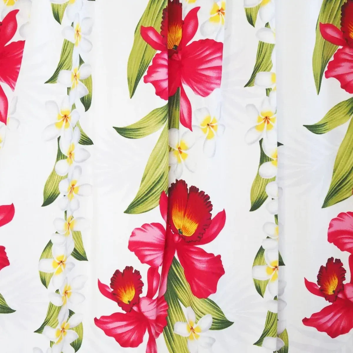 Orchid play white hawaiian rayon fabric - alohaz