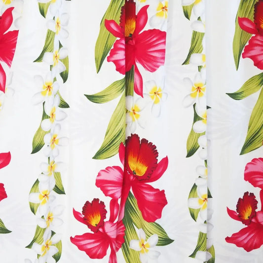 Orchid play white hawaiian rayon fabric - alohaz
