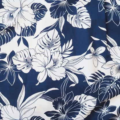 Orchid shadow blue hawaiian cotton shirt - alohaz