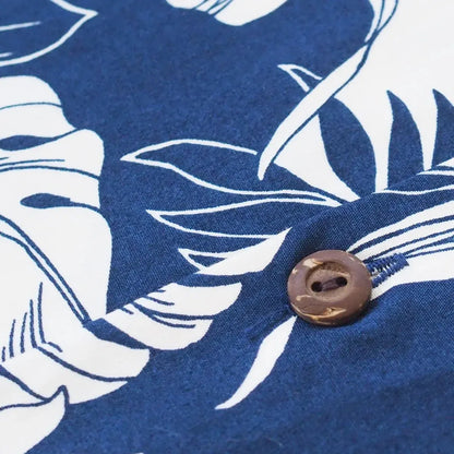 Orchid shadow blue hawaiian cotton shirt - alohaz