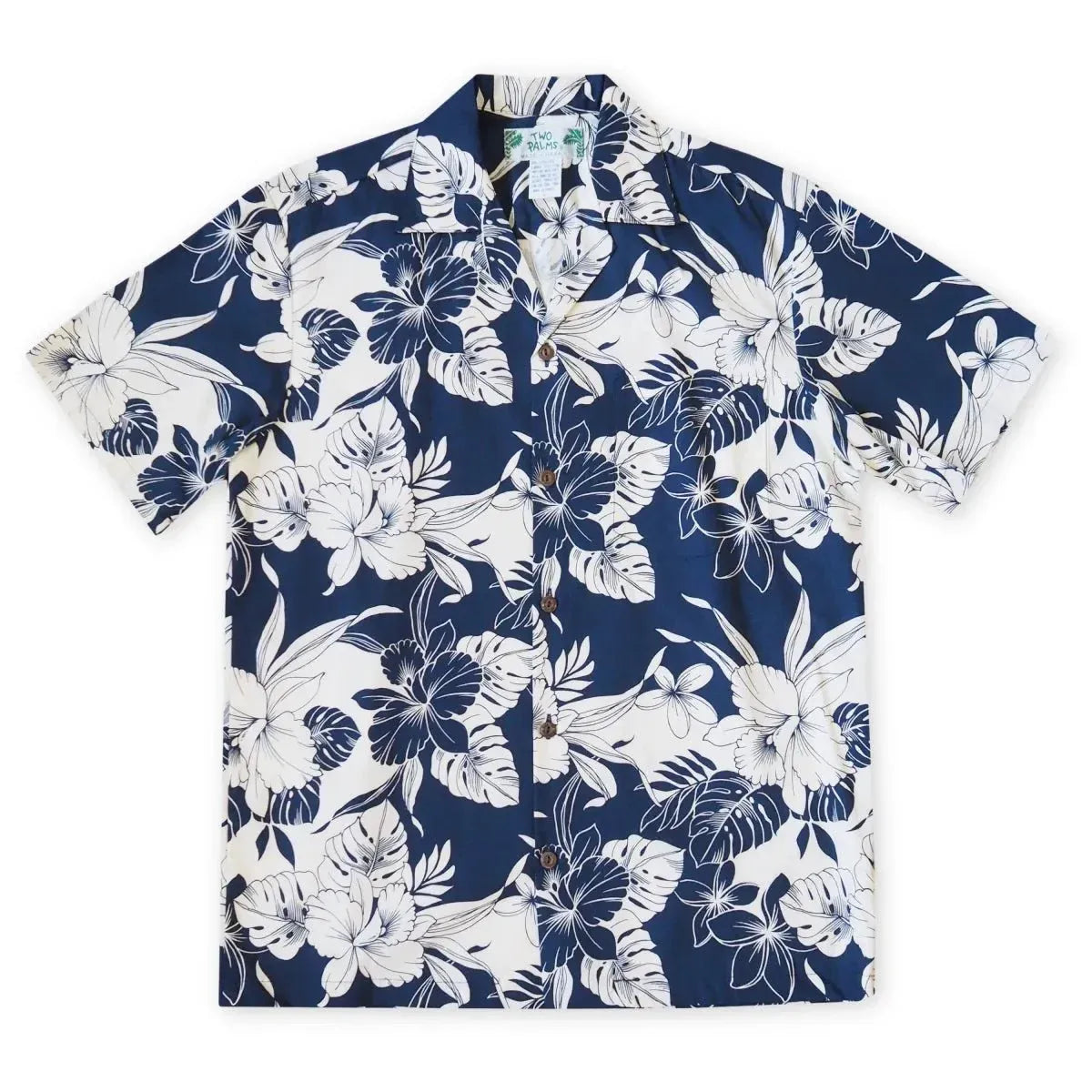 Orchid shadow blue hawaiian cotton shirt - alohaz