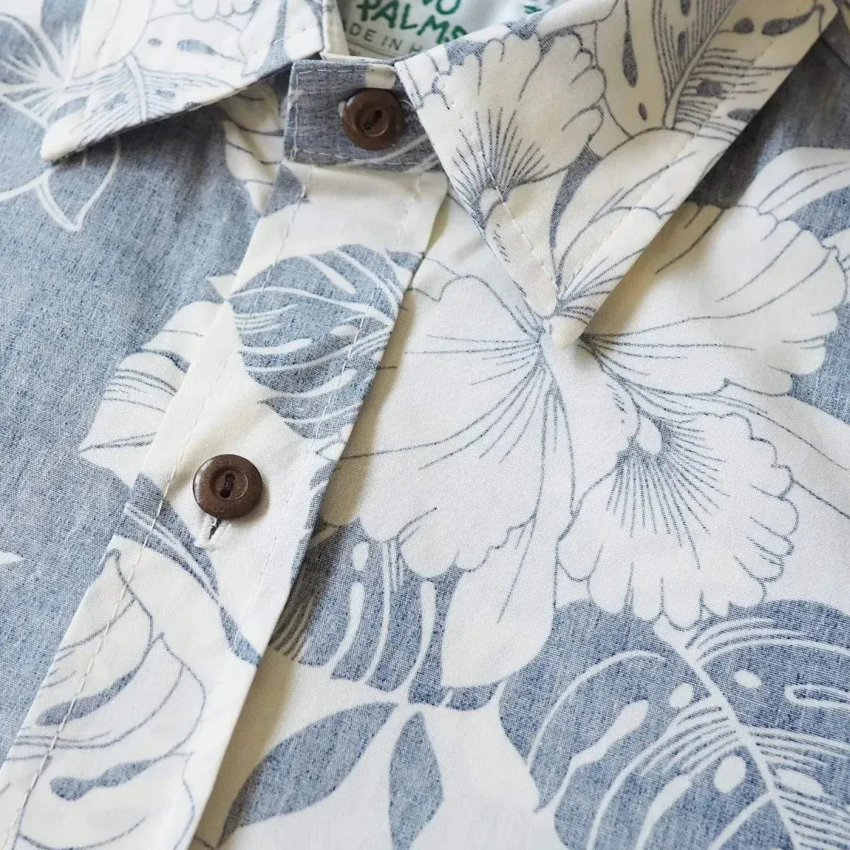 Orchid shadow navy reverse print hawaiian cotton shirt