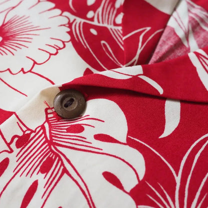 Orchid shadow red hawaiian cotton shirt - alohaz