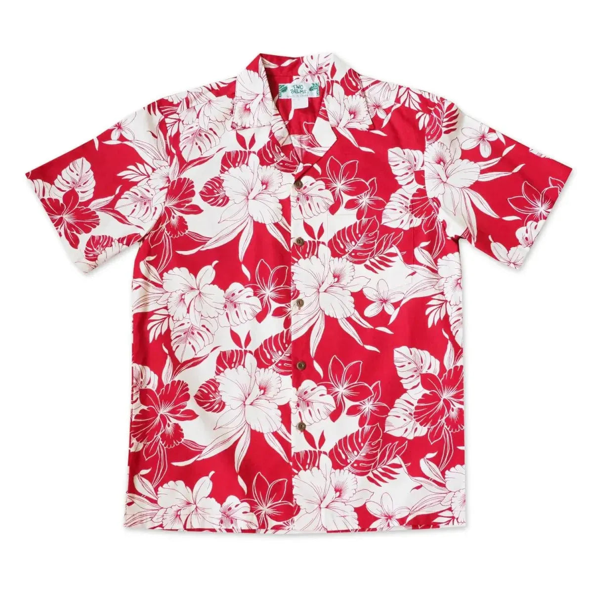Orchid shadow red hawaiian cotton shirt - alohaz