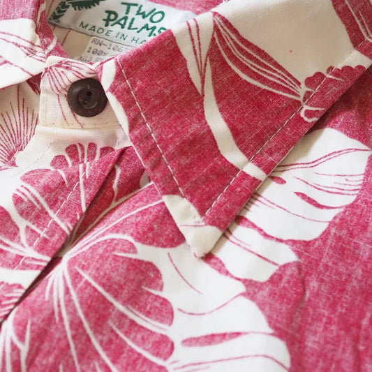 Orchid shadow red reverse print hawaiian cotton shirt