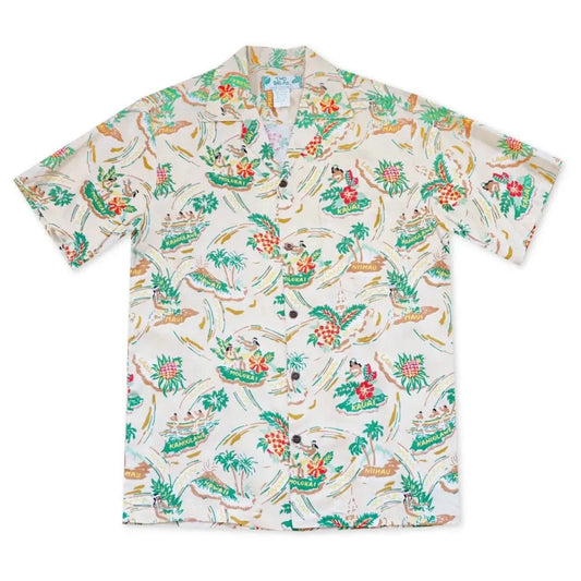 Pacific cream hawaiian rayon shirt - alohaz