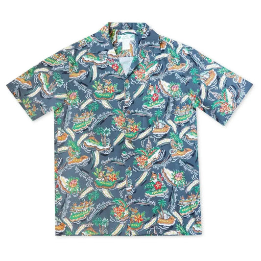 Pacific grey hawaiian rayon shirt - alohaz