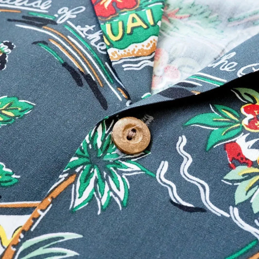 Pacific grey hawaiian rayon shirt - alohaz