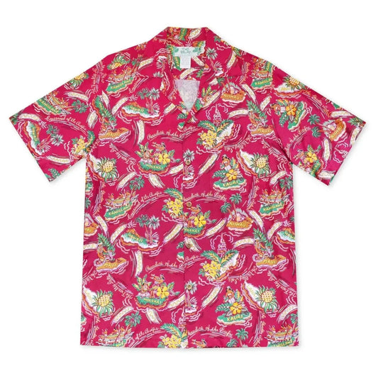Pacific red hawaiian rayon shirt - alohaz