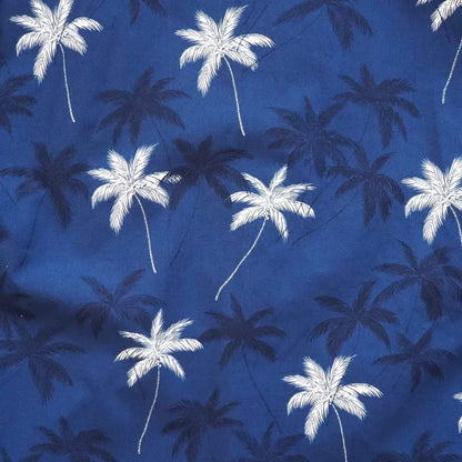 Palm beach blue hawaiian cotton shirt - alohaz