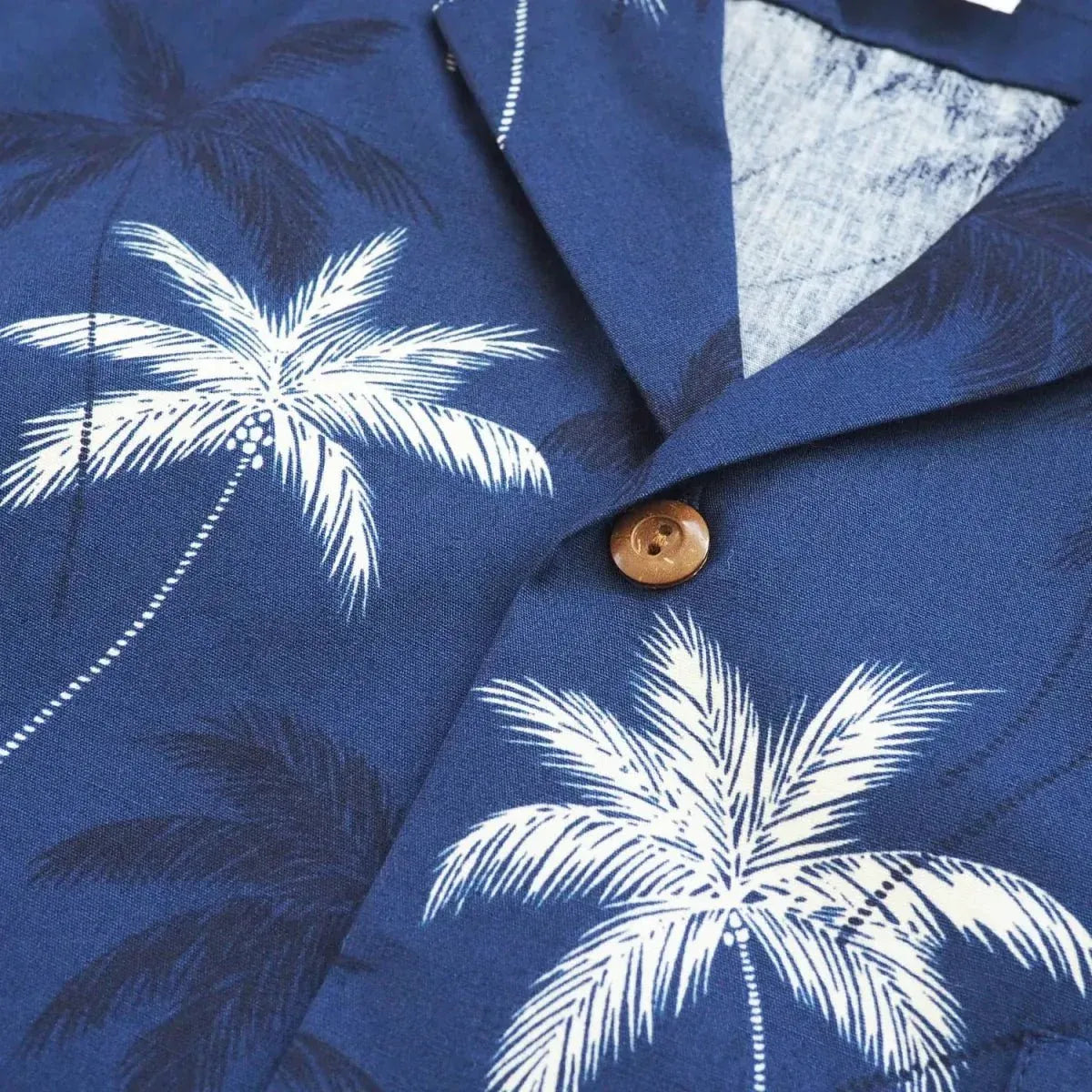 Palm beach blue hawaiian cotton shirt - alohaz