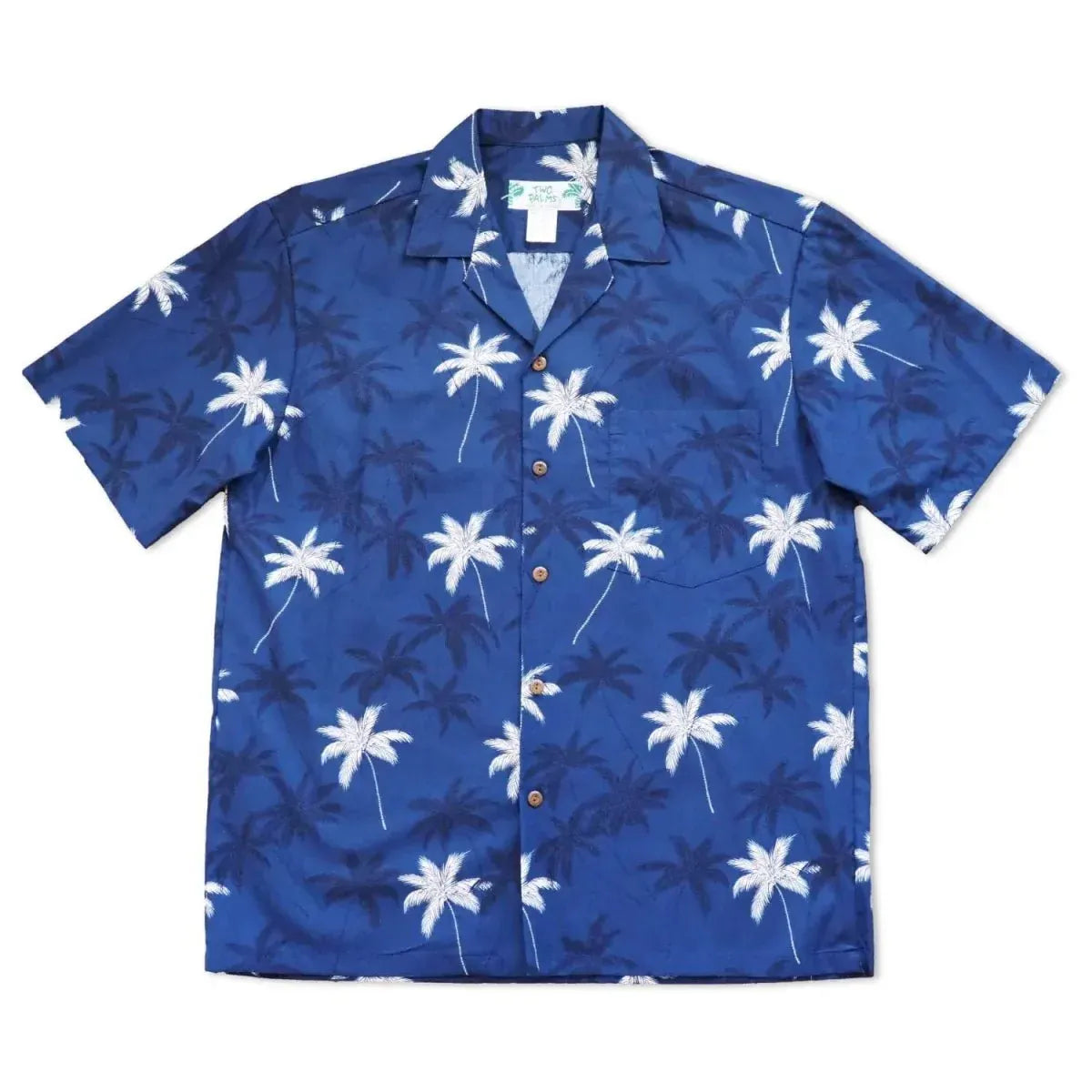Palm beach blue hawaiian cotton shirt - alohaz