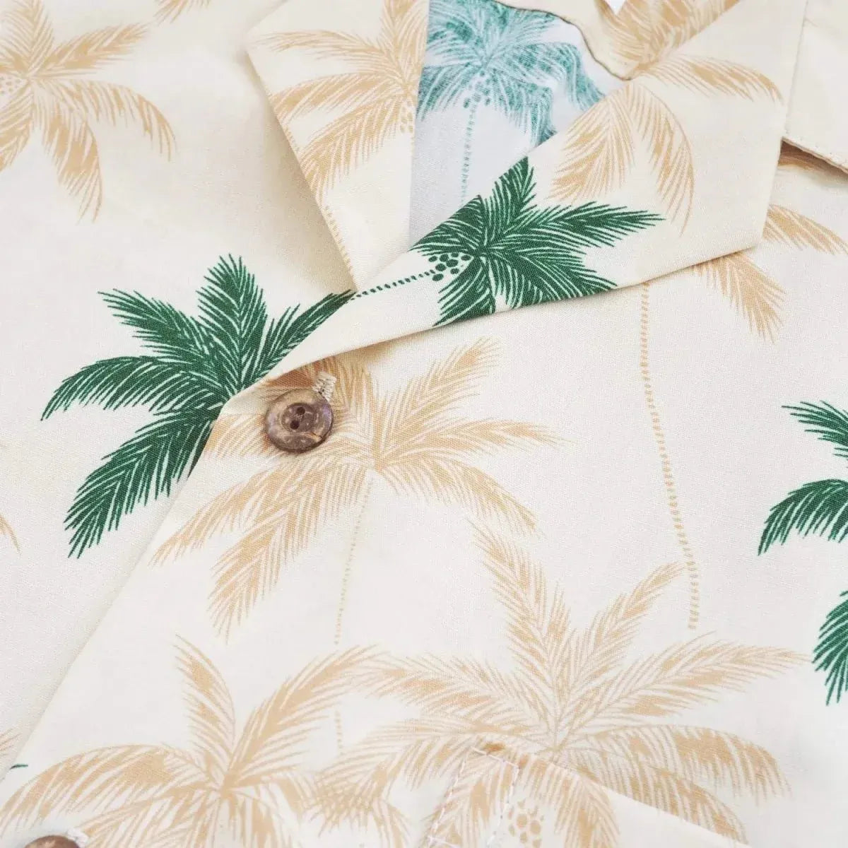 Palm beach cream hawaiian cotton shirt - alohaz