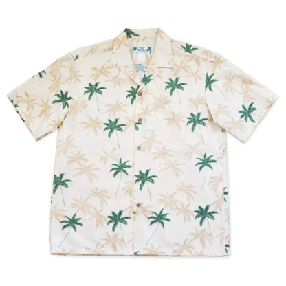 Palm beach cream hawaiian cotton shirt - alohaz