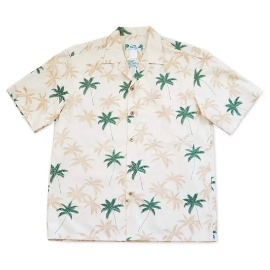 Palm beach cream hawaiian cotton shirt - alohaz