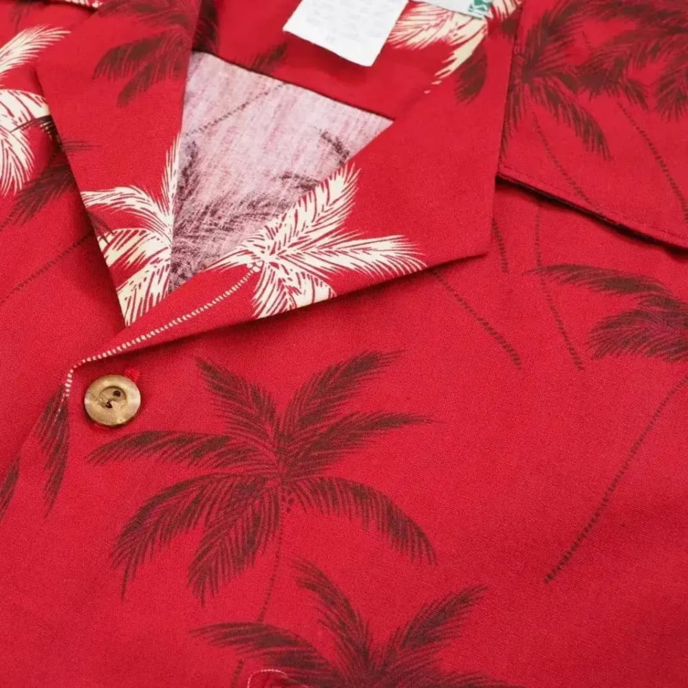 Palm beach red hawaiian cotton shirt