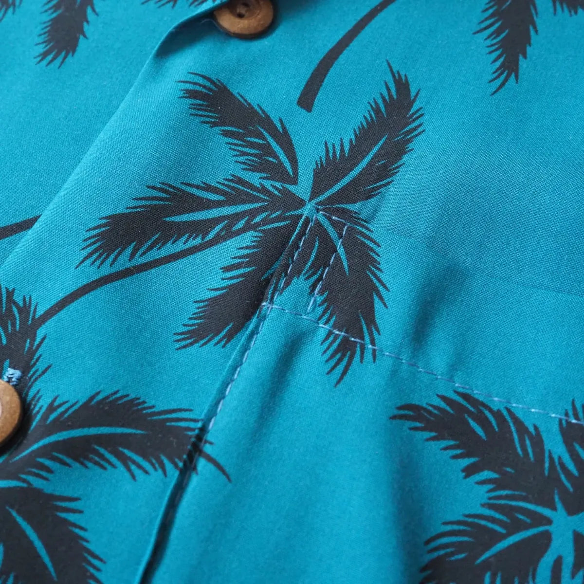 Palm breeze blue hawaiian rayon shirt