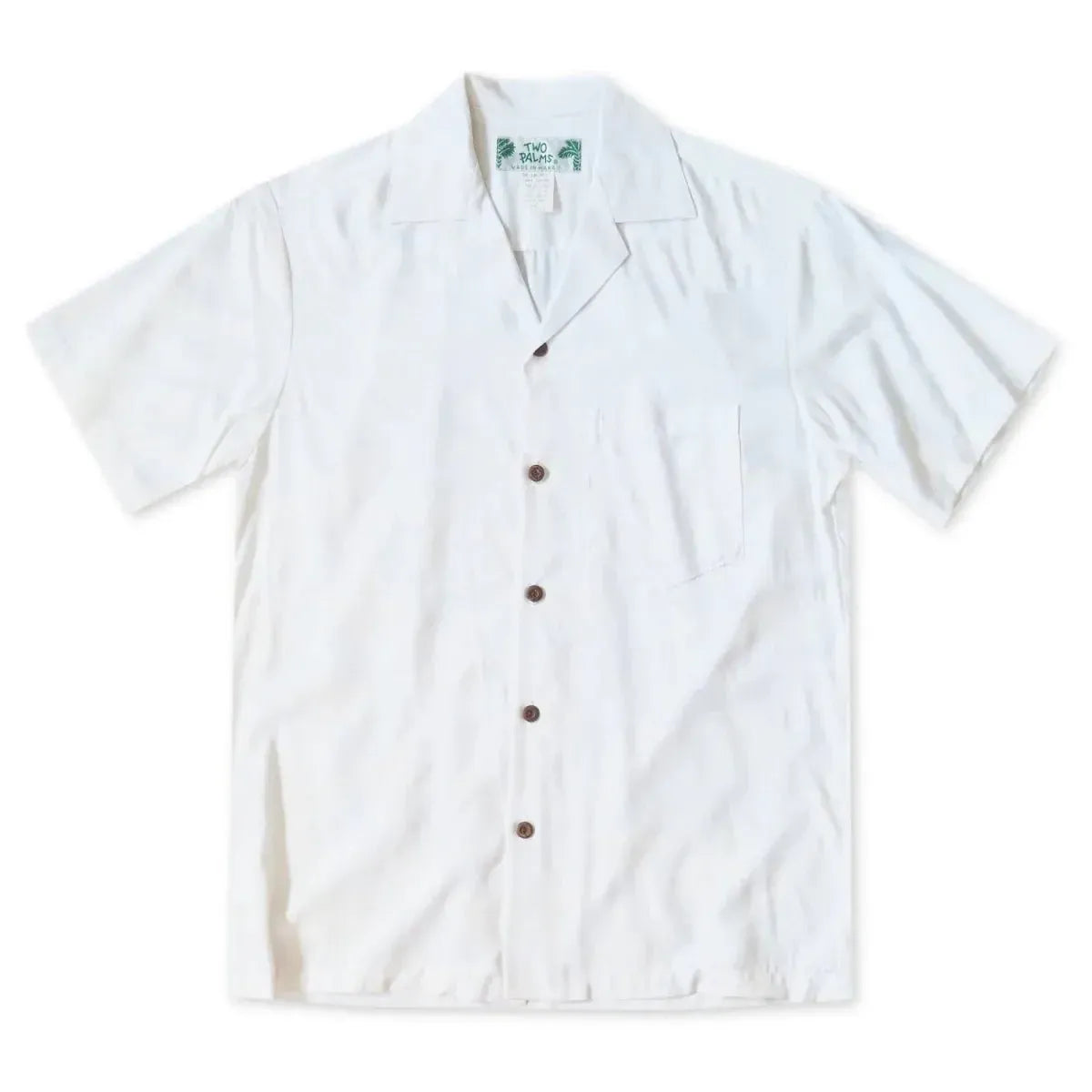 Palm breeze white hawaiian rayon shirt - alohaz