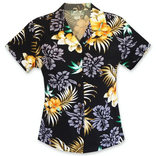 Passion black hawaiian lady blouse - alohaz