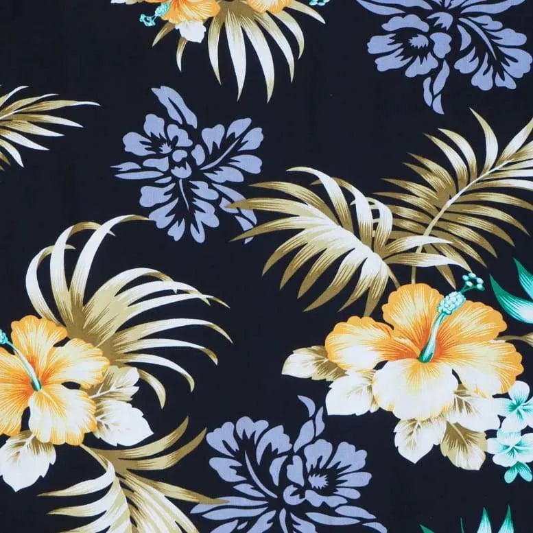 Passion black hawaiian rayon fabric