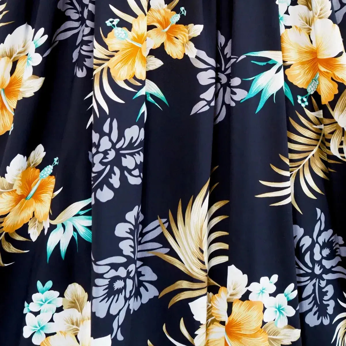 Passion black hawaiian rayon fabric - alohaz