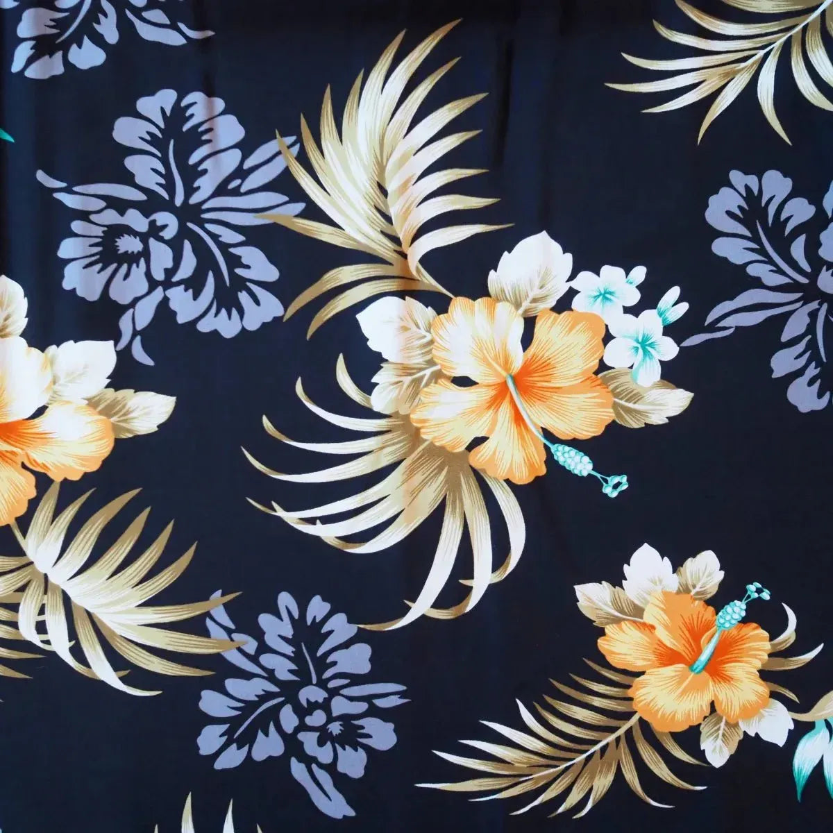 Passion black hawaiian rayon fabric - alohaz