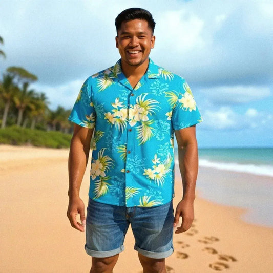 Passion blue hawaiian rayon shirt - alohaz