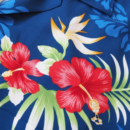 Passion navy hawaiian rayon fabric - alohaz
