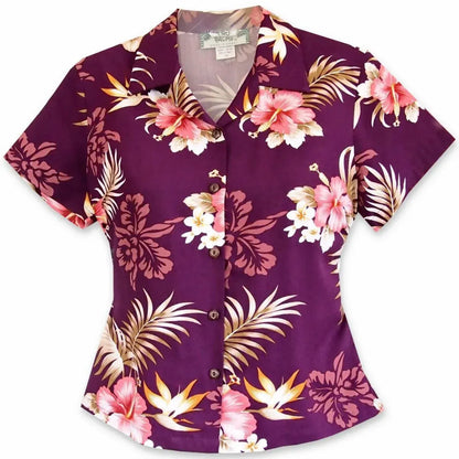 Passion purple hawaiian lady blouse - alohaz