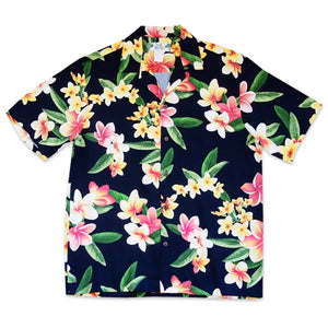 Pebble black hawaiian aloha rayon shirt