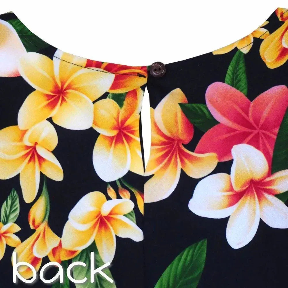 Pebble black hawaiian xoxo short dress - alohaz