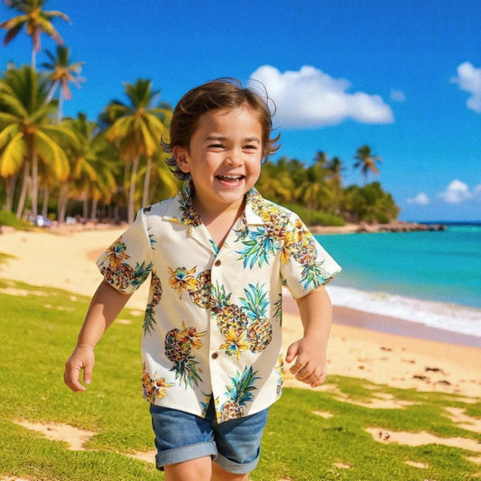 Pineapple cream hawaiian boy shirt - alohaz