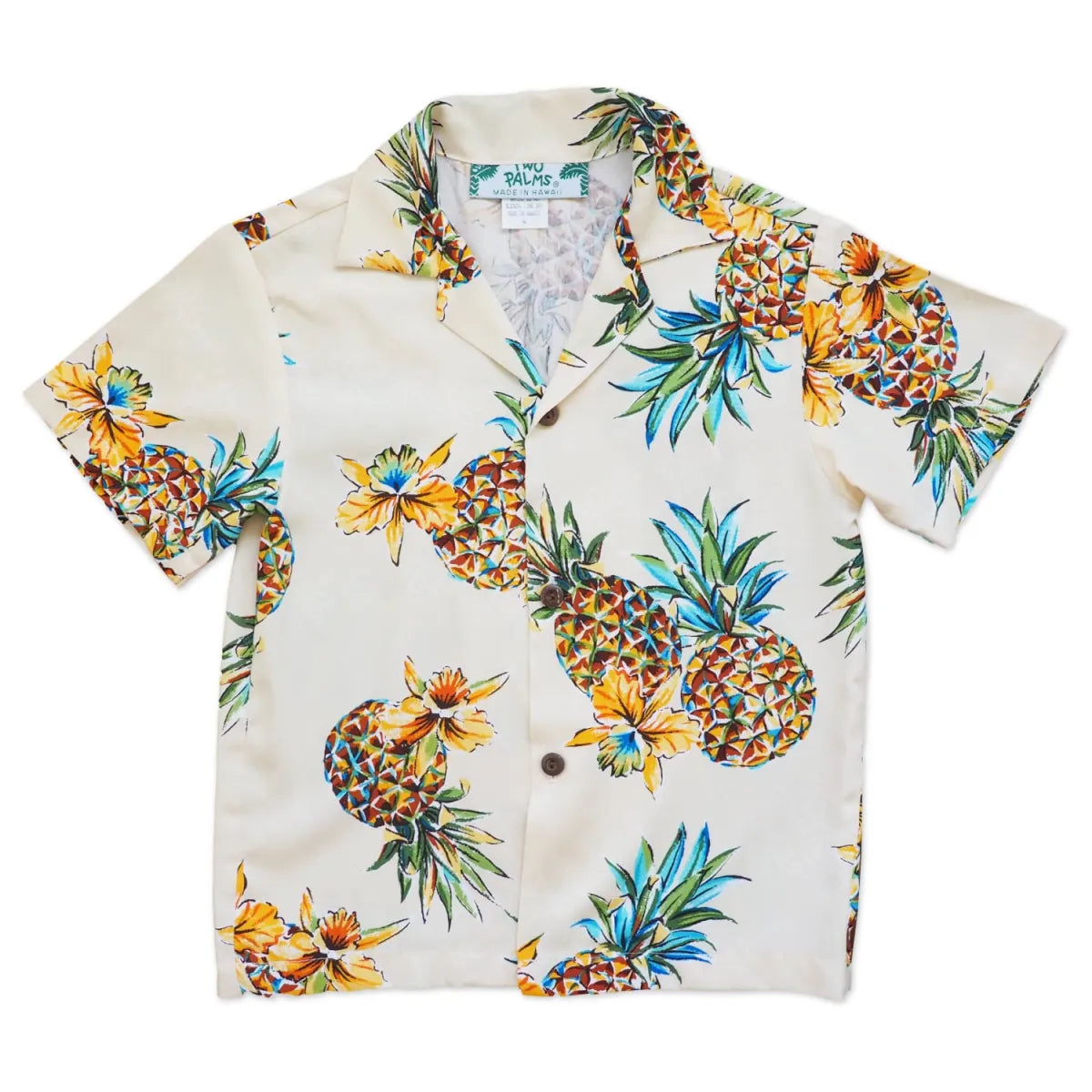 Pineapple cream hawaiian boy shirt