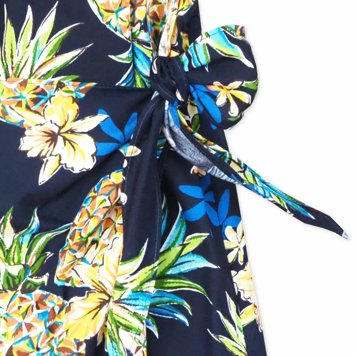 Pineapple navy blue hawaiian honi sarong dress