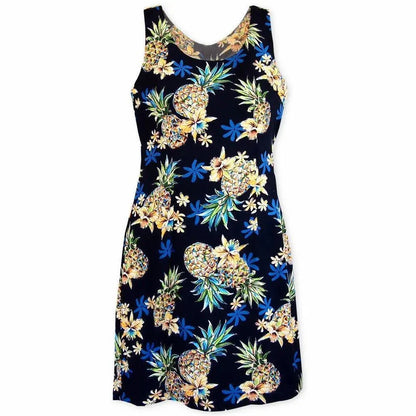 Pineapple navy hawaiian tank dress - alohaz