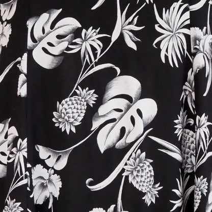 Pineapple paradise black hawaiian rayon fabric - alohaz