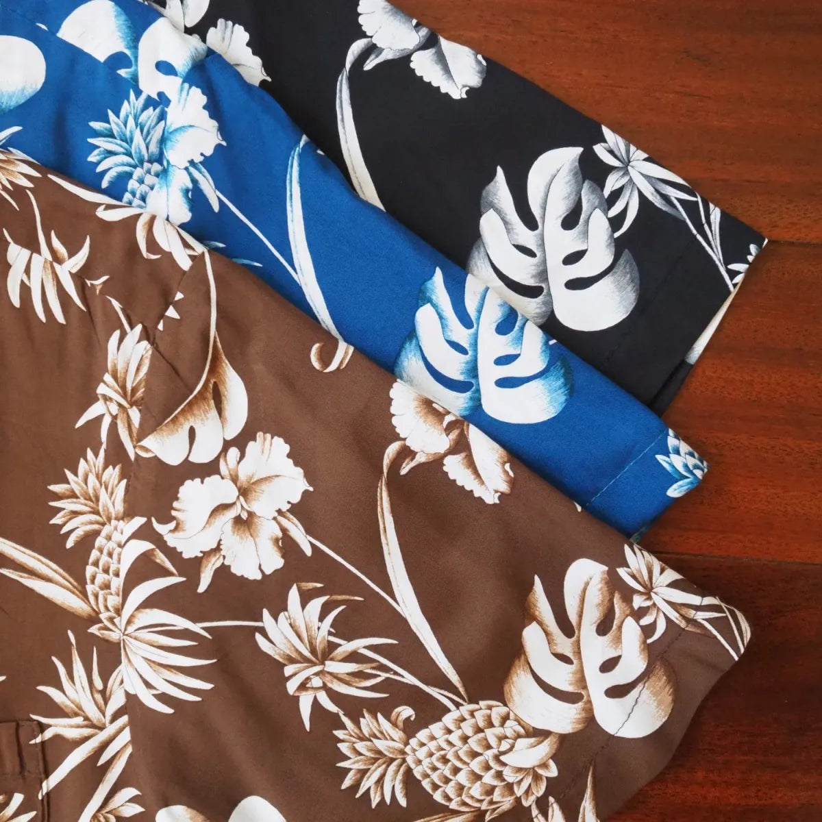 Pineapple paradise blue hawaiian rayon shirt
