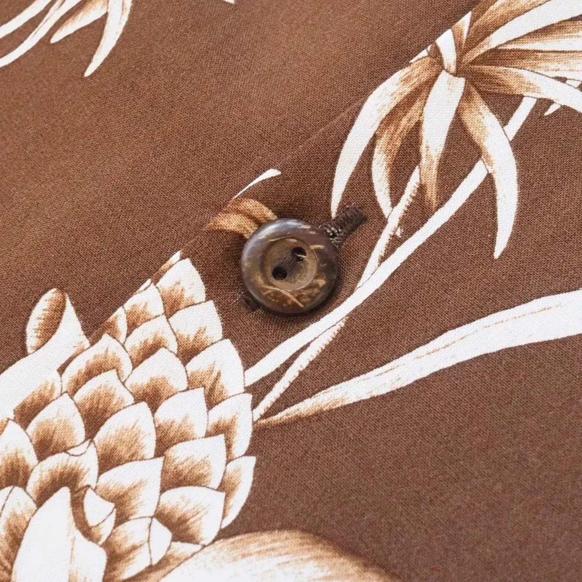 Pineapple paradise brown hawaiian rayon shirt - alohaz