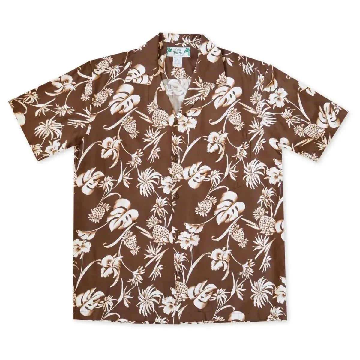 Pineapple paradise brown hawaiian rayon shirt - alohaz