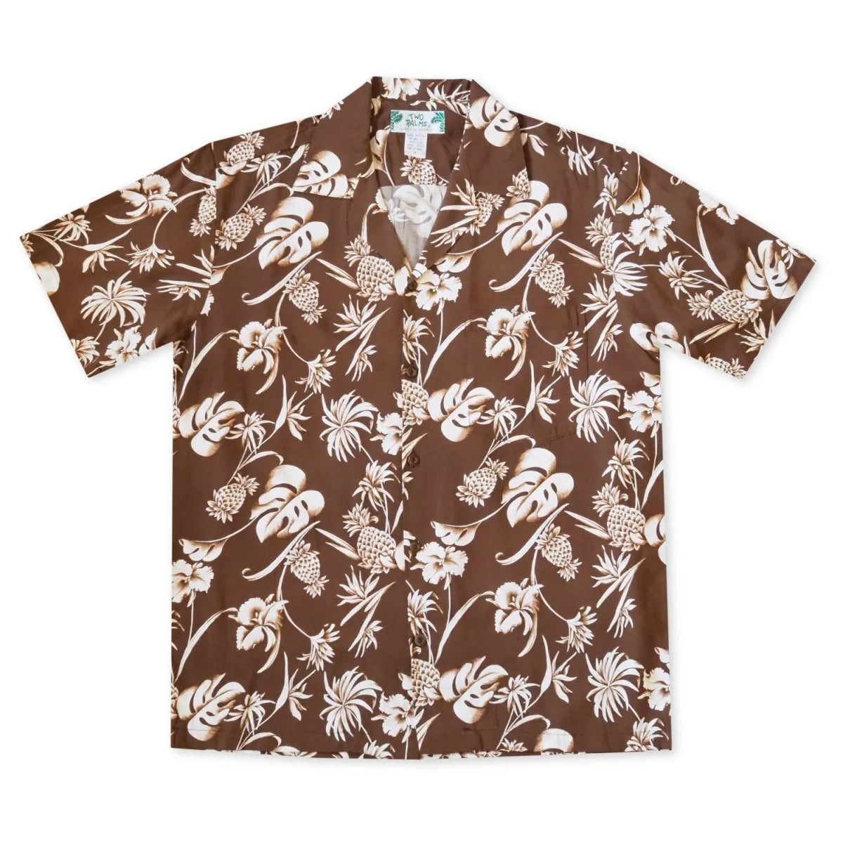 Pineapple paradise brown hawaiian rayon shirt