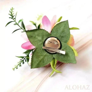 Pink anela hawaiian flower hair clip