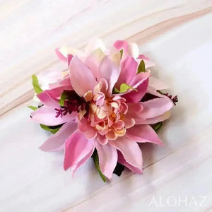Pink chrysanthemum hawaiian flower hair clip