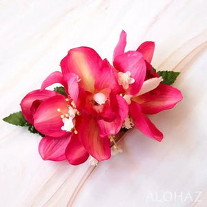 Pink cymbidium dream hawaiian flower hair clip