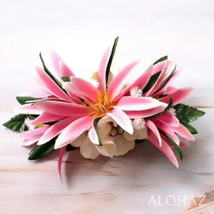 Pink heavenly hawaiian flower hair clip